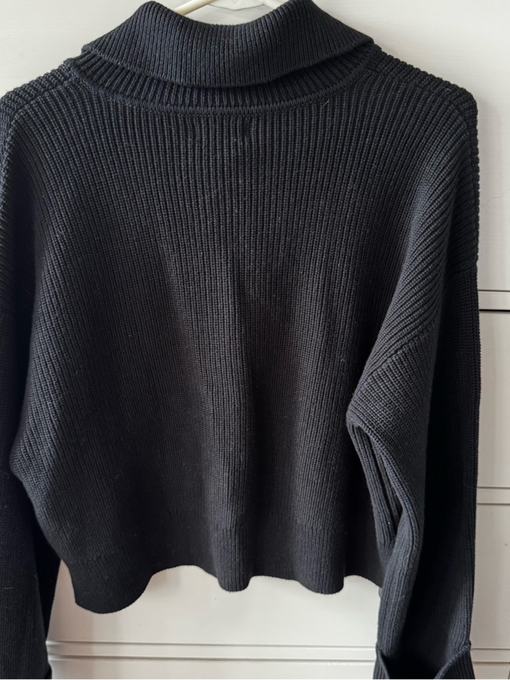 Quince Black Button-Front Ribbed Collared Sweater - Picture 6 of 11